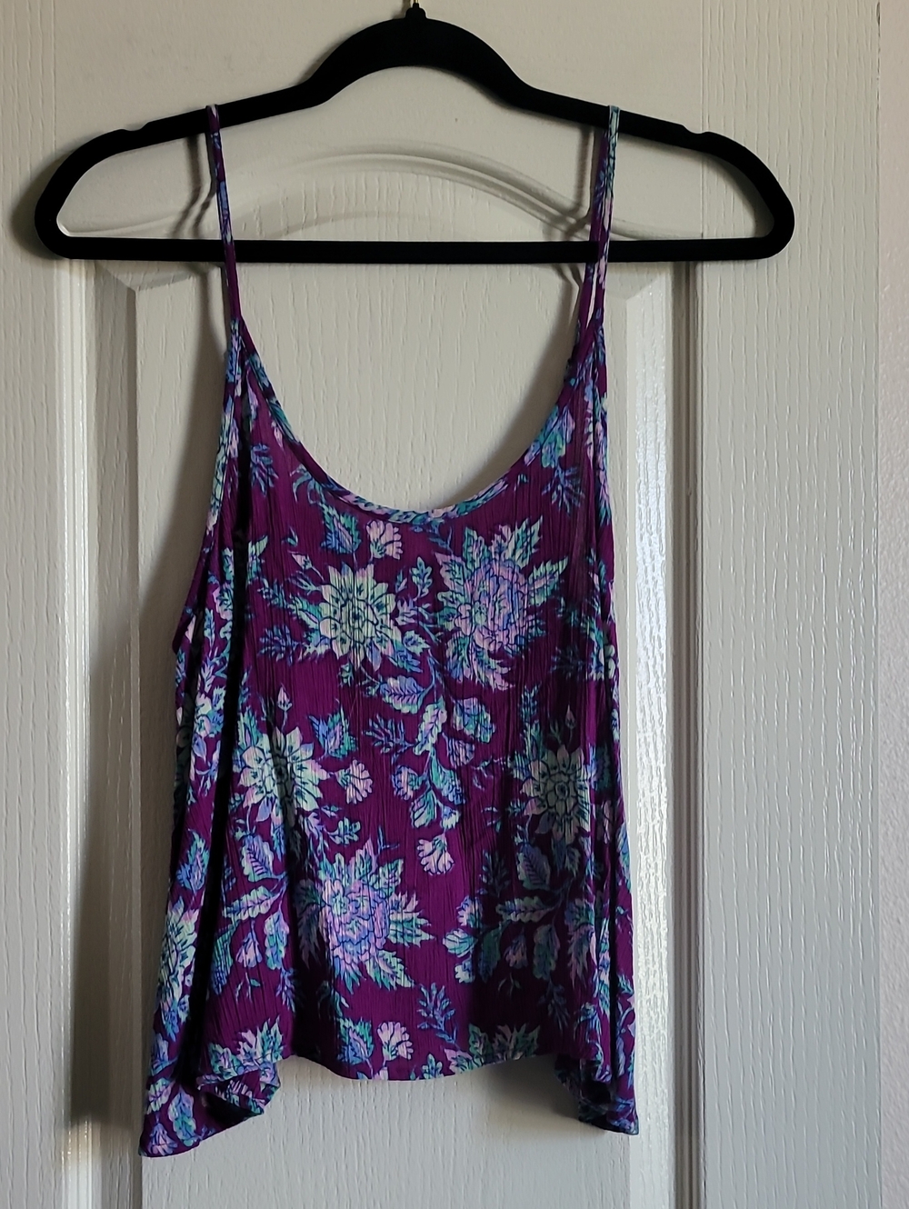 Billabong Purple Floral Spaghetti-Strap Cami Top